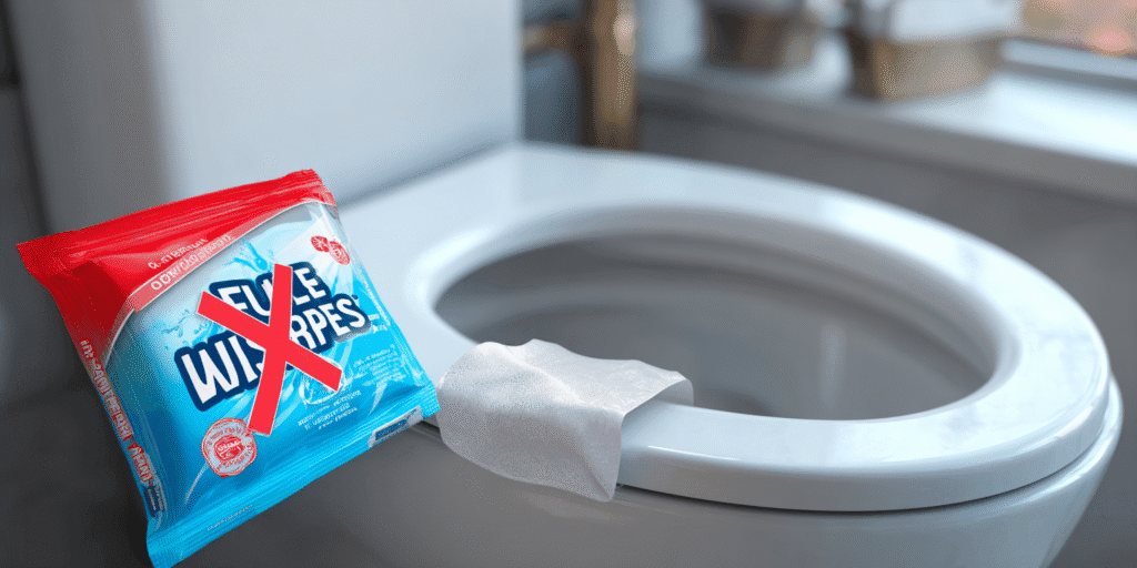 Flushable wipes clogging a Texas home plumbing pipe